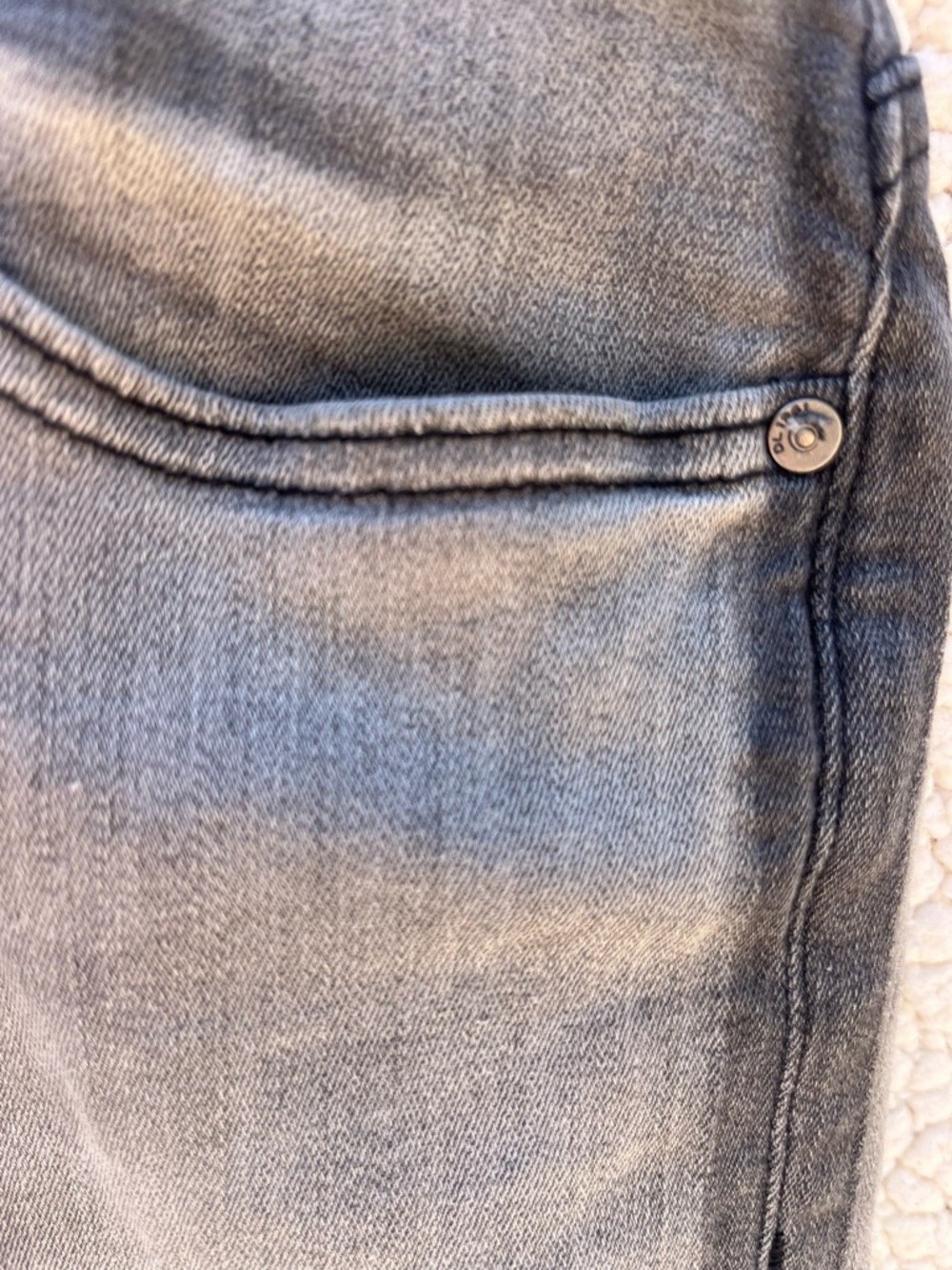 DL1961 Farrow High-Rise Skinny Jeans Raymond Gray Stripe Size 34 - Picture 5 of 10